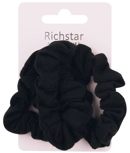 Textil hajgumi, fekete, 3 db