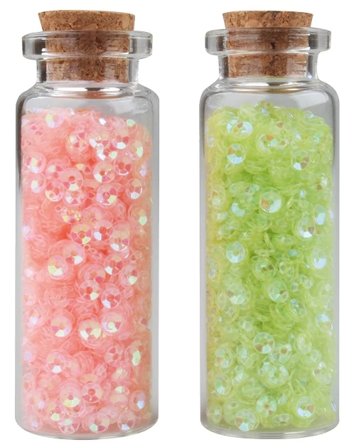 Rózsaszínű és zöld flitterek üvegecskékben 2 x 6 g