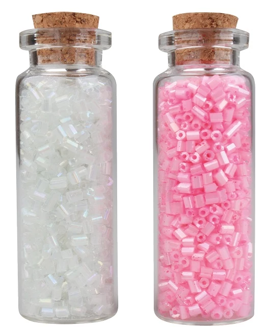 Fehér és rózsaszín gyöngyök üvegecskékben 2 x 15 g