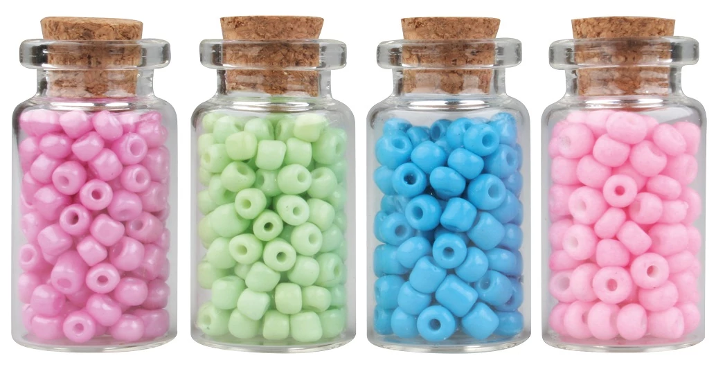 Színes gyöngyök üvegecskékben 4 x 10 g