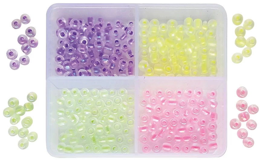 Neon gyöngyök dobozban  4 x 6 g