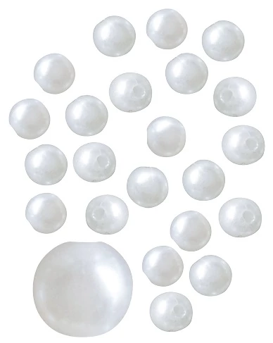 Műanyag gyöngyök lyukkal, 5 mm, 33 g dobozban