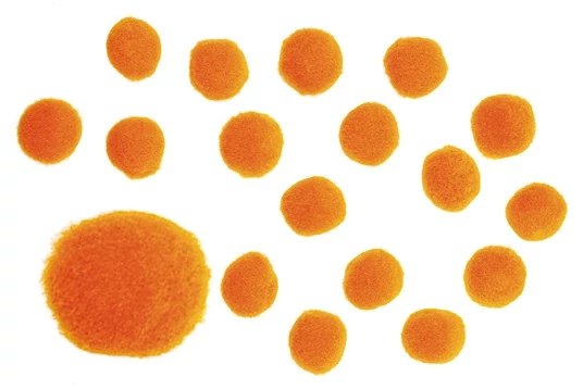 Pompon 2,5 cm , 18 db - narancs
