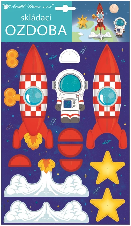 3D rakéta kartonból, 21 x 36,5 cm