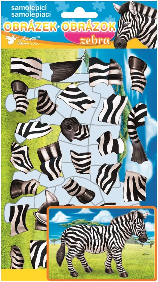 Öntapadó kirakó 14 x 25 cm - zebra
