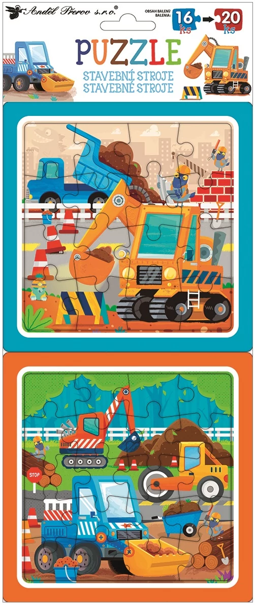 Puzzle 2 kép 15 x 15 cm , 16 db és 20 db , munkagépek