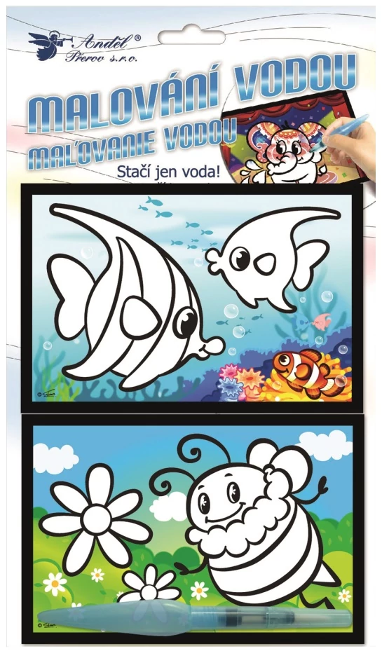 Mágikus festés víztartályos ecsettel 20 x 15 cm, 2 kép a csomagban