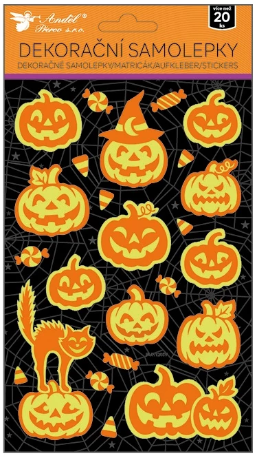 Matrica  14,5 x 25 cm  -  Halloween tökök sötétben világít