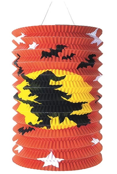 Hengeres lampion boszorkánnyal 15 cm