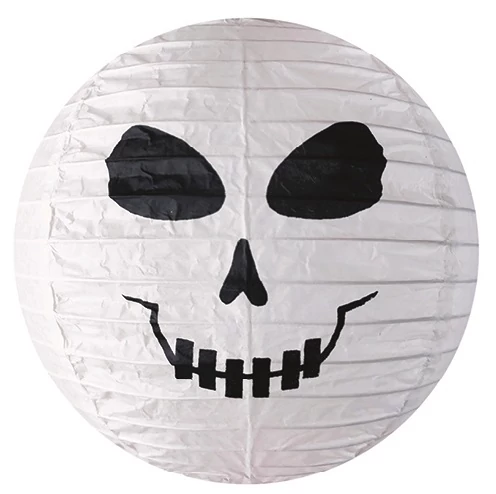 Fehér kerek lampion 25 cm koponya
