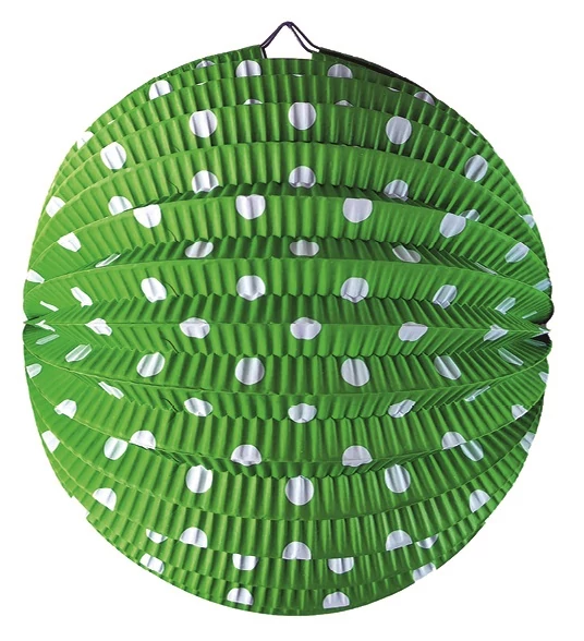 Zöld pöttyös lampion 25 cm