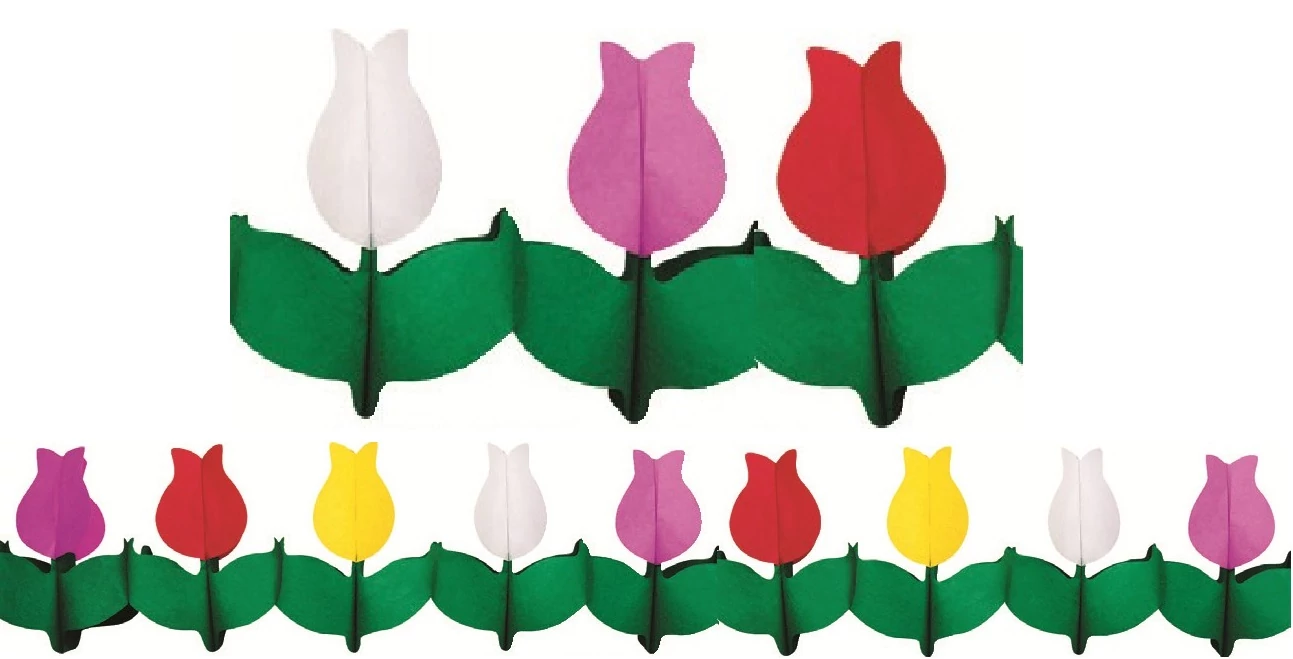 Papír girland - Tulipánok  400 x 21 cm