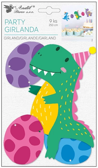 Papír girland dínók 250 cm