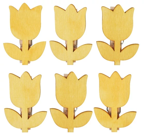 Fa tulipánok csipeszen 4 cm, 6 db
