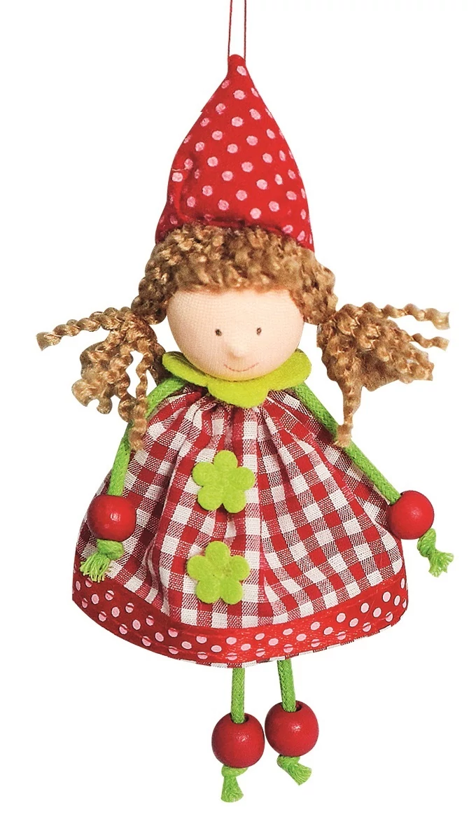 Felakasztható textil baba 14 cm