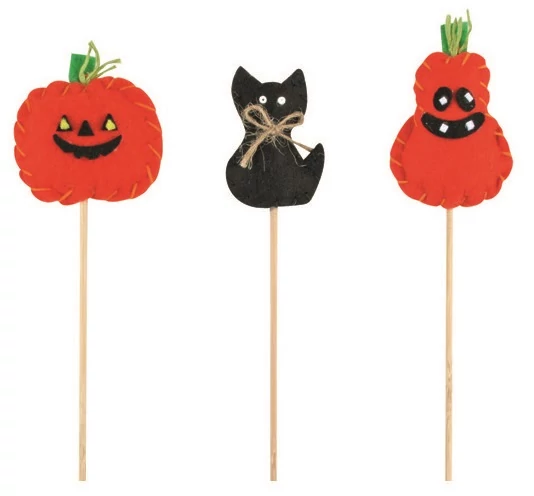 Filc Halloween figurák pálcán 6 cm