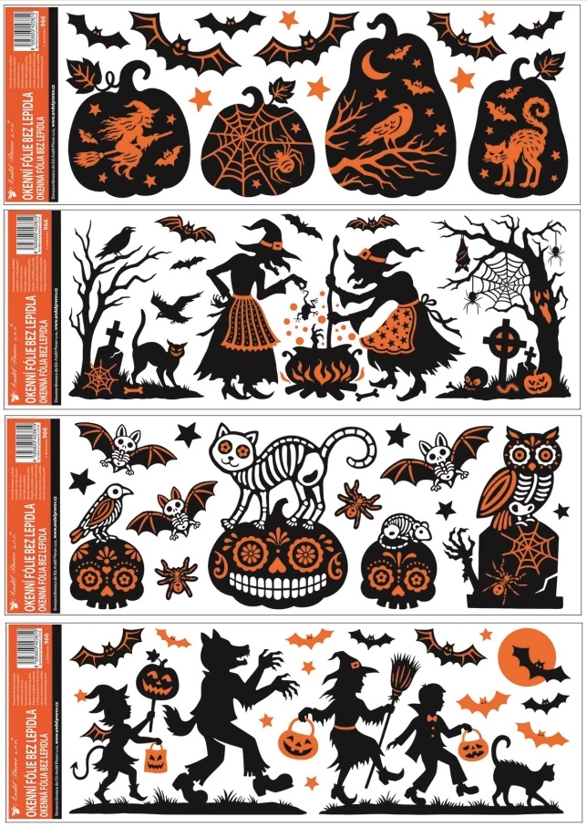 Csillámos ablakmatrica ragasztó nélkül 59 x 21 cm - Halloween