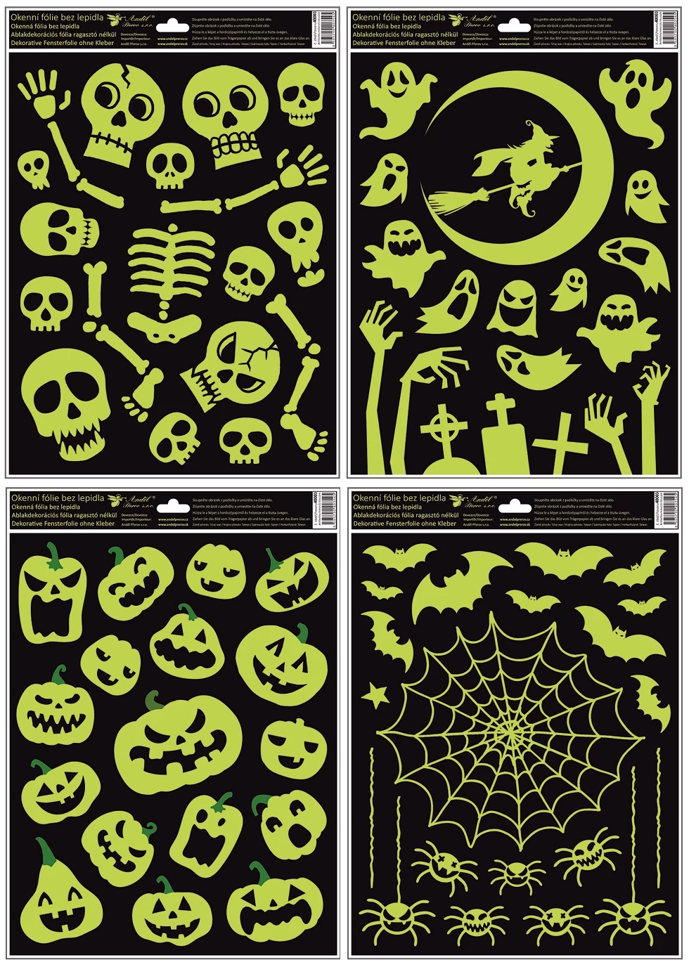 Ragasztó nélküli ablakmatrica sötétben világító Halloween 30 x 42 cm/ 1 db