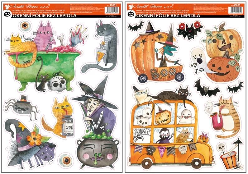 Csillámos ablakmatrica ragasztó nélkül 29 x 41  cm - Halloween