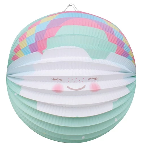 Lampion 23 cm, felhő szivárvánnyal