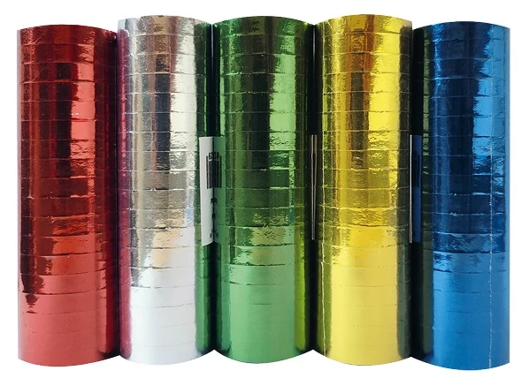 Metál színű szerpentin 7 mm x 4 m