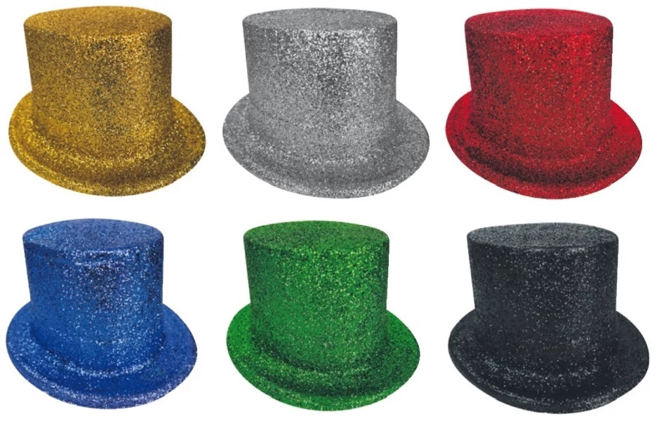 Csillámos parti cilinder 25 cm, több színben 13 cm magas