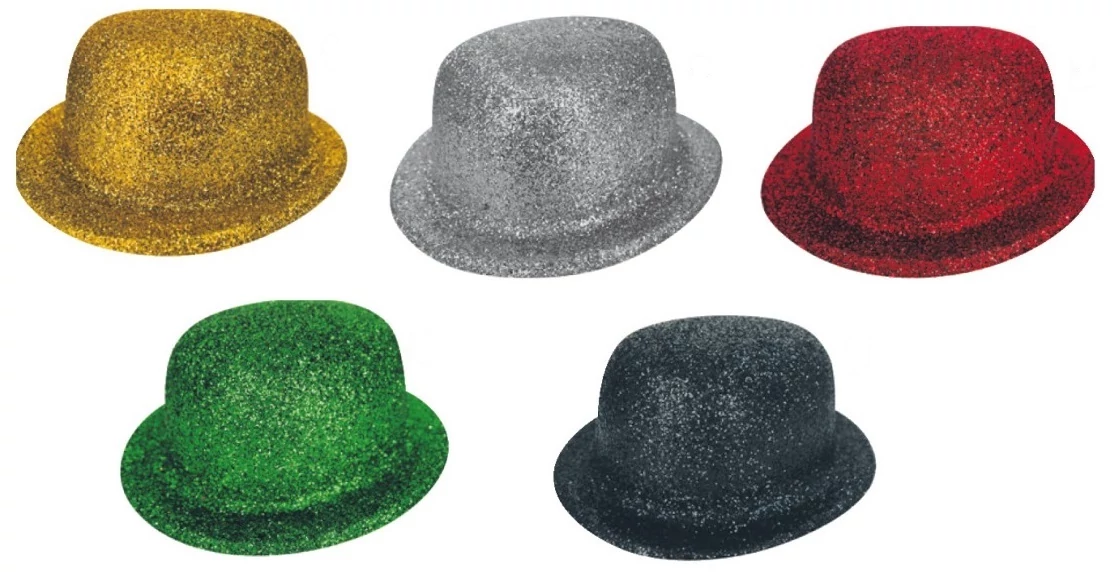 Csillámos parti kalap 23 cm, több színben, 10 cm magas