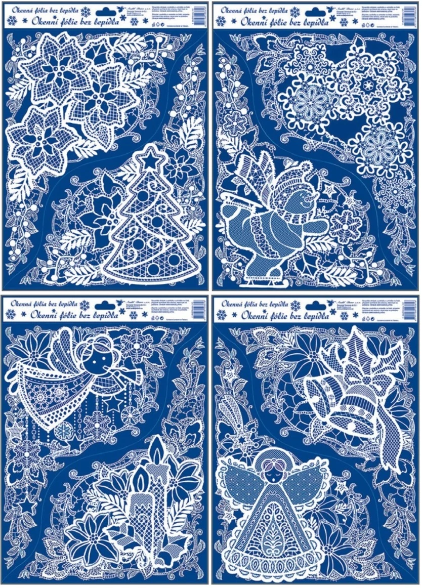 Karácsonyi, ragasztó nélküli sztatikus ablakmatrica 30 x 42 cm - hó effektussal