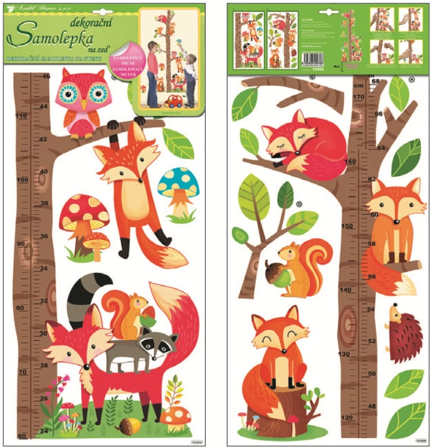 Falmatrica magasságmérő 2 részből 120 x 32 cm erdei állatkák