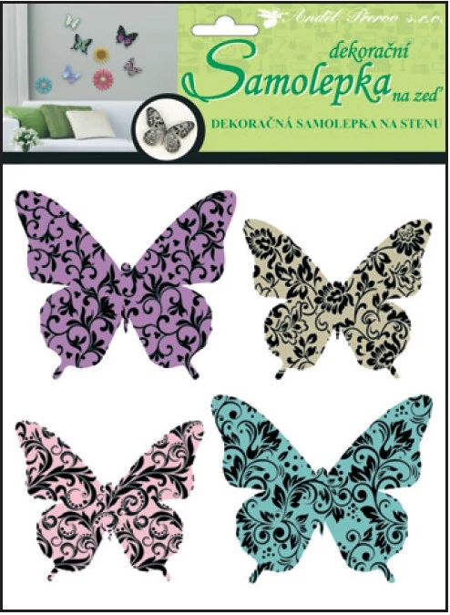 Falmatrica 3D mintás pillangók,  20 x 20 x 1 / 4 pillangó