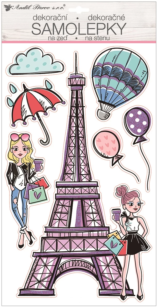 Falmatrica csillámos plaszt Eiffel torony,  47 x 24 cm