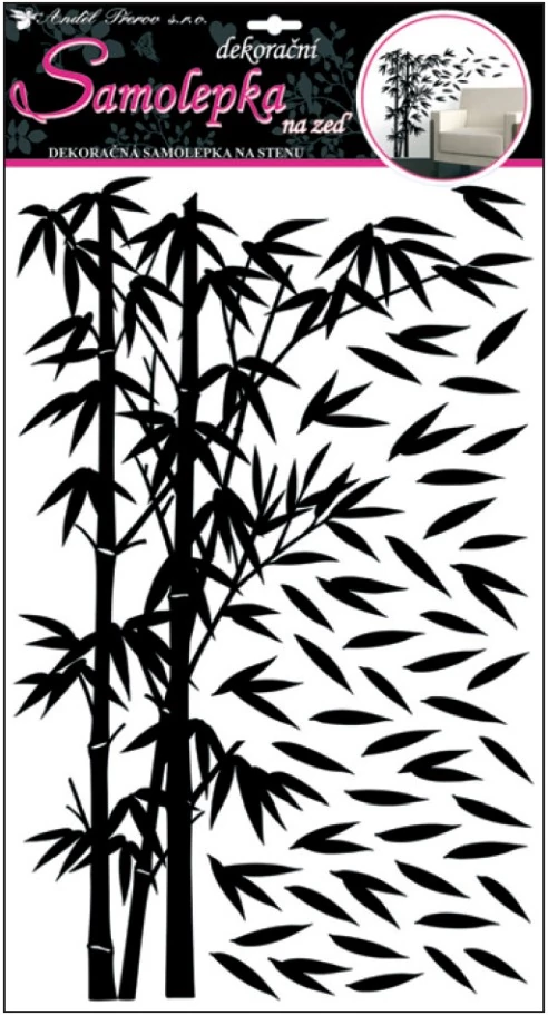 Falmatrica fekete bambusz levelek  32 x 50 cm