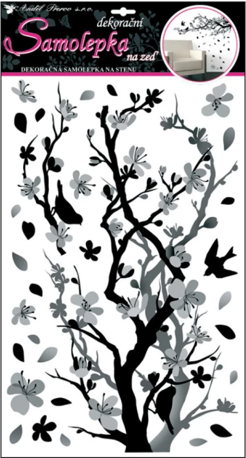Falmatrica fekete-szürke faágak 32 x 50 cm