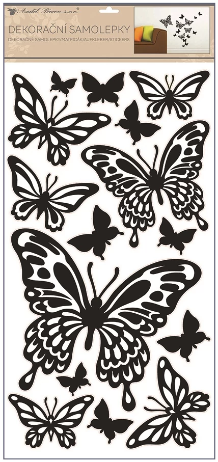 Falmatrica fekete pillangók, 32 x 60 cm