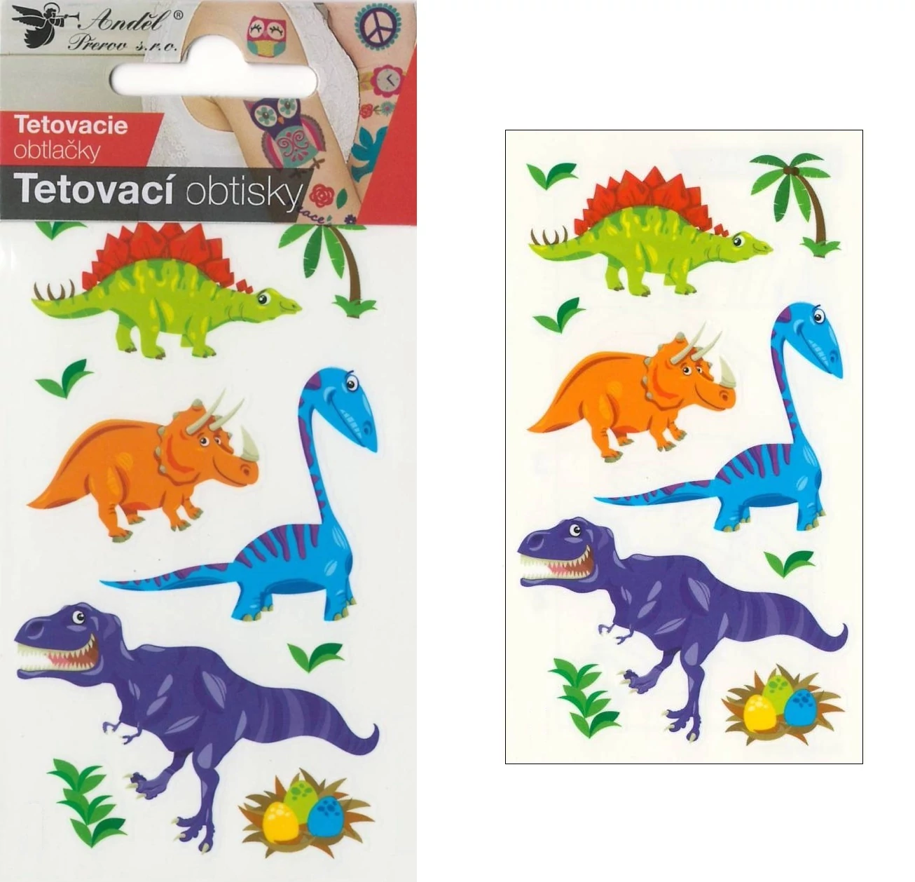 Tetováló matrica 6 x 10,5 cm  kis dínók