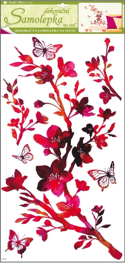 Falmatrica rubint színű virágos ág   60 x 32 cm