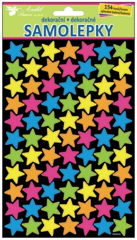Matrica neon csillagok 2 ív, 14 x 21 cm