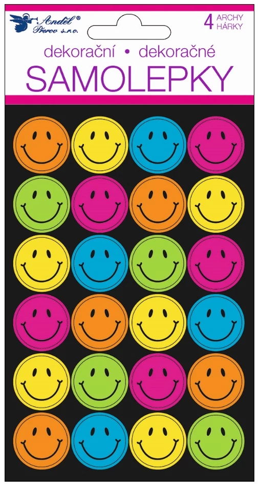 Matrica neon emojik, 4 ív, 10 x 15 cm