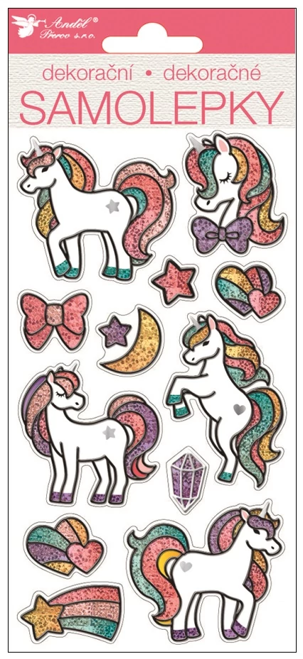 Matrica csillámos egyszarvú 10 x 21,4 cm