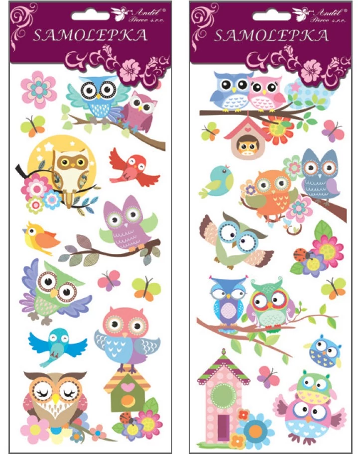 Matrica csillámos baglyok 12 x 30 cm / 1 db