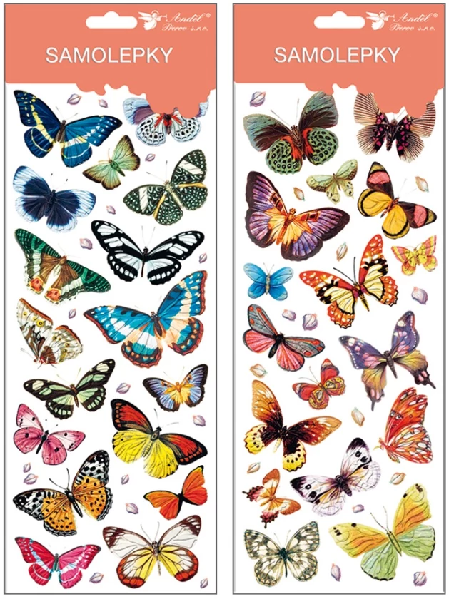 Matrica  csillámos pillangók  12 x 30 cm / 1 db