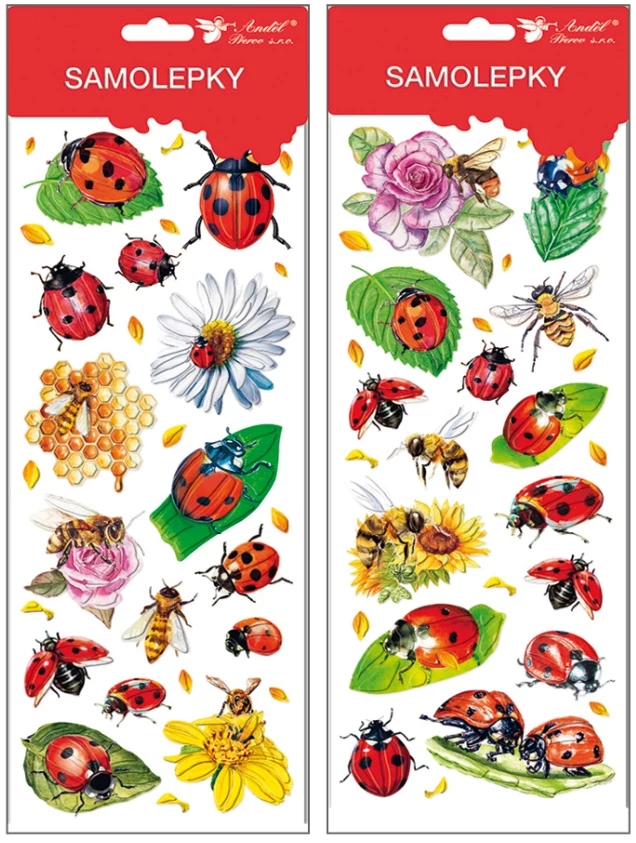 Matrica  12 x 34 cm  -  Csillámos katicák  
