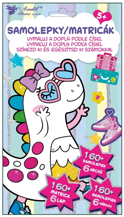 Matrica készlet számok szerinti kifestéshez és ragasztáshoz  6 ív, 160 matrica 14,5 x 25 cm